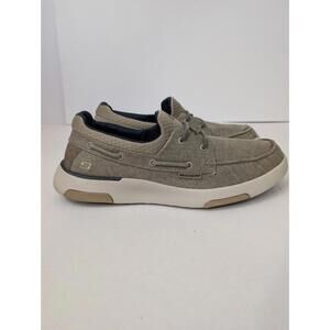 Skechers Men's Bellinger-Garmo slip-on boat shoes in taupe canvas
